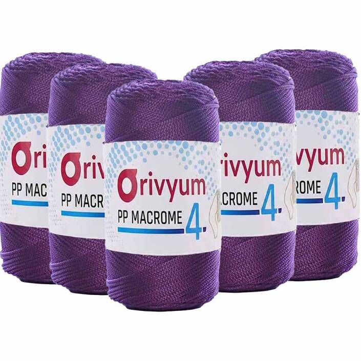 ( 5 adet ) Orivyum NO:4 Polyester Makrome İpi 160 Mürdüm - 1