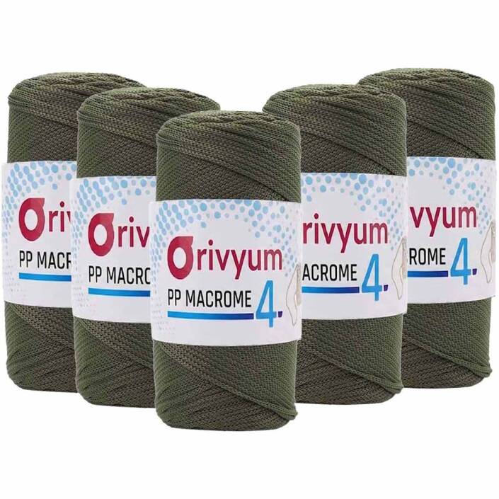 ( 5 adet ) Orivyum NO:4 Polyester Makrome İpi 193 Haki - 1