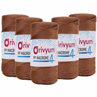 ( 5 adet ) Orivyum NO:4 Polyester Makrome İpi 200 Karamel - Orivyum