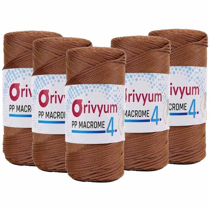 ( 5 adet ) Orivyum NO:4 Polyester Makrome İpi 200 Karamel - 1