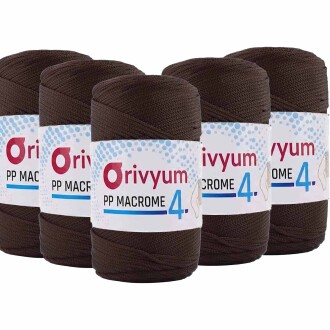 ( 5 adet ) Orivyum NO:4 Polyester Makrome İpi 208 Koyu Kahve - Orivyum