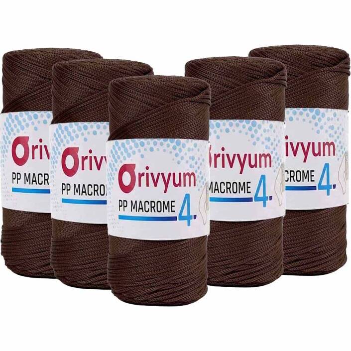 ( 5 adet ) Orivyum NO:4 Polyester Makrome İpi 210 Acı Kahve - 1