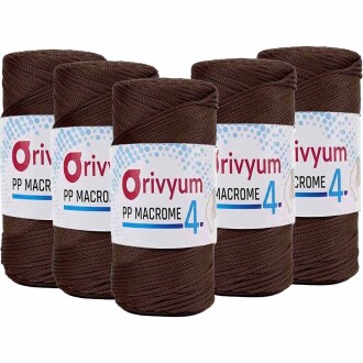 ( 5 adet ) Orivyum NO:4 Polyester Makrome İpi 210 Acı Kahve - Orivyum