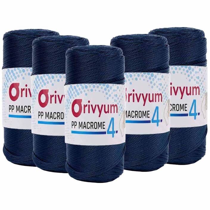 ( 5 adet ) Orivyum NO:4 Polyester Makrome İpi 262 Lacivert - 1