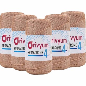 ( 5 adet ) Orivyum NO:4 Polyester Makrome İpi 33 Bej - Orivyum
