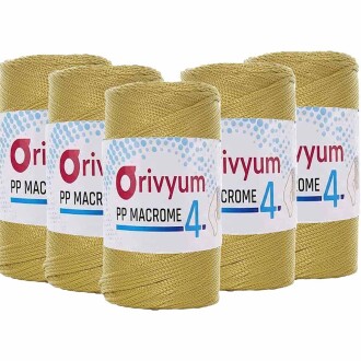 ( 5 adet ) Orivyum NO:4 Polyester Makrome İpi 50 Altın - Orivyum