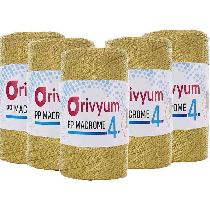 ( 5 adet ) Orivyum NO:4 Polyester Makrome İpi 50 Altın - 1