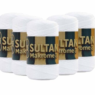 ( 5 adet ) Polyester Makrome İpi 001 Beyaz - Sultan