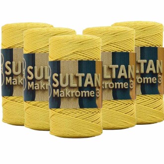 ( 5 adet ) Polyester Makrome İpi 055 Açık Sarı - Sultan