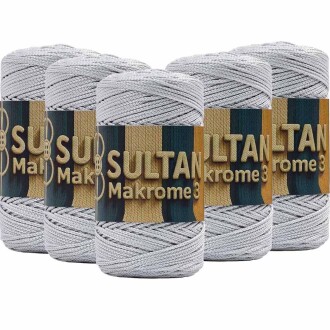 ( 5 adet ) Polyester Makrome İpi 060 Açık Gri - Sultan