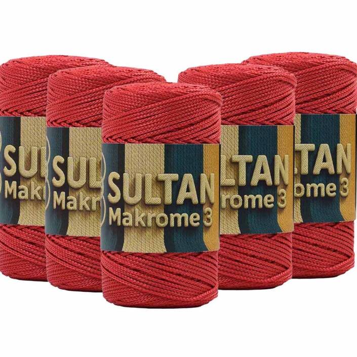 ( 5 adet ) Polyester Makrome İpi 100 Kırmızı - 1