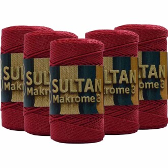 ( 5 adet ) Polyester Makrome İpi 105 Koyu Kırmızı - Sultan