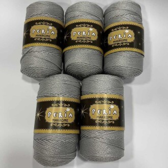 ( 5 adet ) Polyester Makrome İpi 1060 Açık Gri - Peria