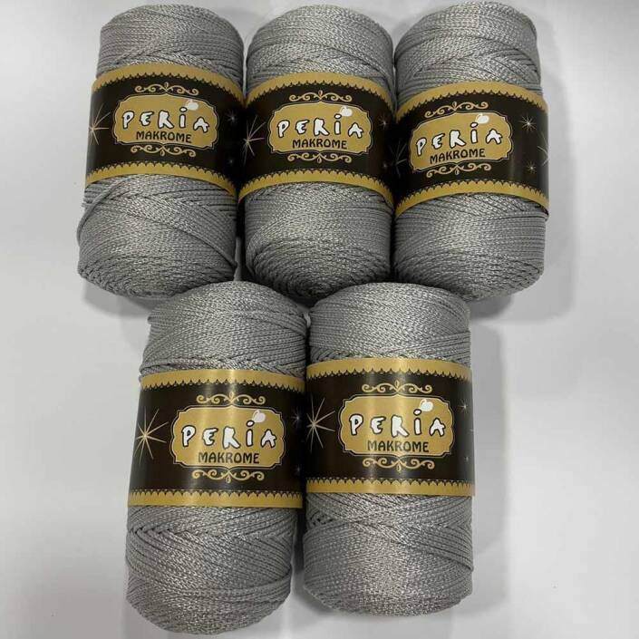 ( 5 adet ) Polyester Makrome İpi 1060 Açık Gri - 1