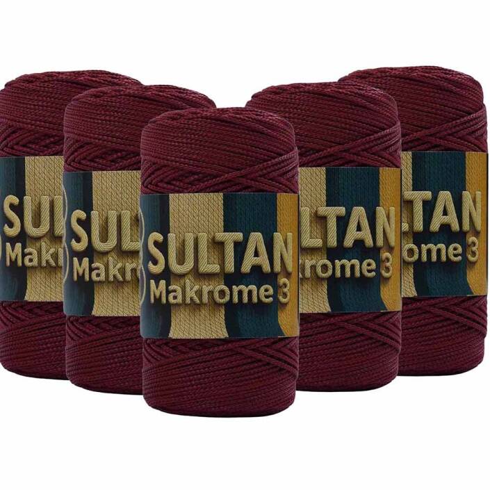 ( 5 adet ) Polyester Makrome İpi 110 Bordo - 1