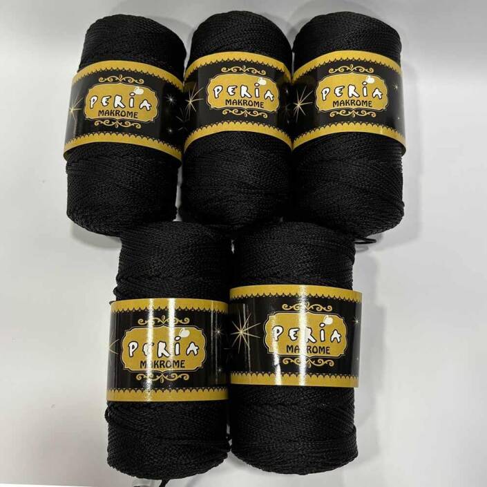 ( 5 adet ) Polyester Makrome İpi 1121 Siyah - 1