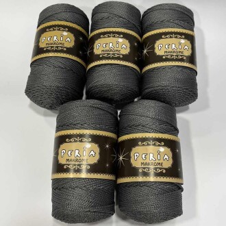 ( 5 adet ) Polyester Makrome İpi 1423 Koyu Gri - Peria