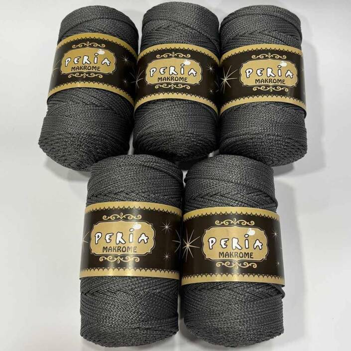 ( 5 adet ) Polyester Makrome İpi 1423 Koyu Gri - 1