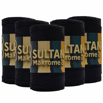 ( 5 adet ) Polyester Makrome İpi 270 Siyah - Sultan
