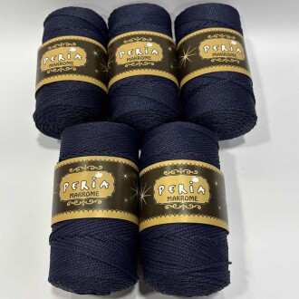( 5 adet ) Polyester Makrome İpi 370 lacivert - Peria