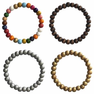 Ahşap Boncuklu Çanta Sapı İçi Metal Yuvarlak AT40 - Orivyum