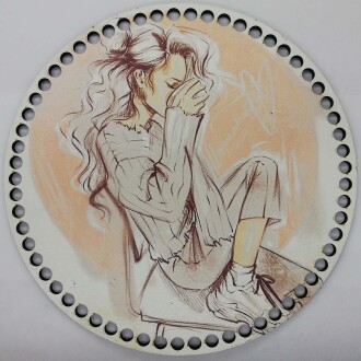 Ahşap Çanta Plakası 7042 Kahve İçen Kız - Orivyum