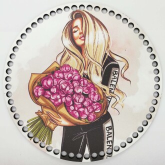 Ahşap Çanta Plakası 7047 Pembe Çiçekli Kız - Orivyum