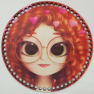 Ahşap Çanta Plakası 7049 Turuncu Saçlı Kız - Orivyum