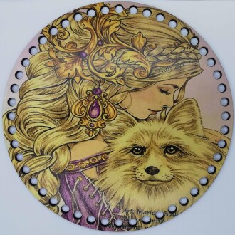 Ahşap Çanta Plakası 7251 Köpekli Kız - Orivyum