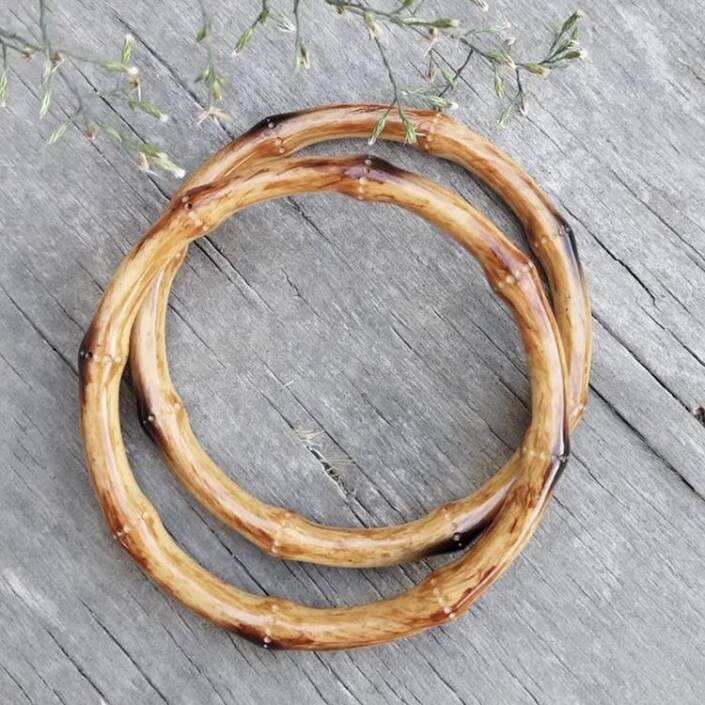 Bambu Görünümlü Akrilik Çanta Sap 12 Cm Ham Renk ( AA99 ) - 1