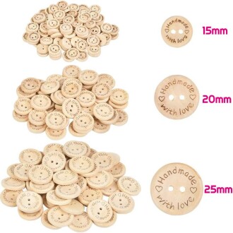 Ahsap Handmade Düğme With Love ( 1 Adet ) - Orivyum