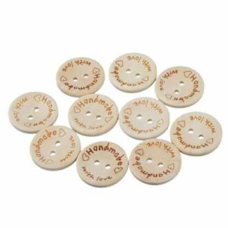 Ahsap Handmade Düğme With Love ( 10 Adet ) 2 Cm - Orivyum