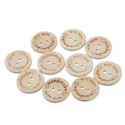 Ahsap Handmade Düğme With Love ( 10 Adet ) 2 Cm - 1