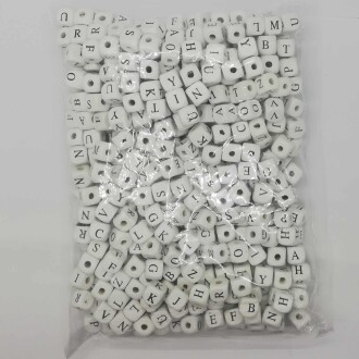 Ahşap Harf Boncuk 10 Mm ( 550 Adet ) Beyaz - Orivyum