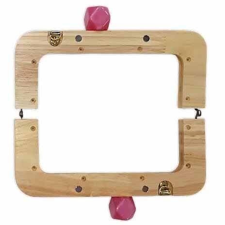 Ahşap Mıknatıslı Çanta Bursu Dikdörtgen ALT200 Fuşya - 2