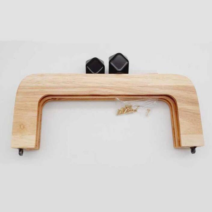 Ahşap Mıknatıslı Çanta Bursu Dikdörtgen ALT200 Kahverengi - 4