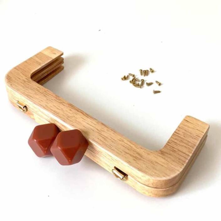 Ahşap Mıknatıslı Çanta Bursu Dikdörtgen ALT200 Kahverengi - 1