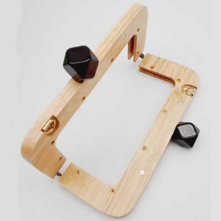 Ahşap Mıknatıslı Çanta Bursu Dikdörtgen ALT200 Kahverengi - 3