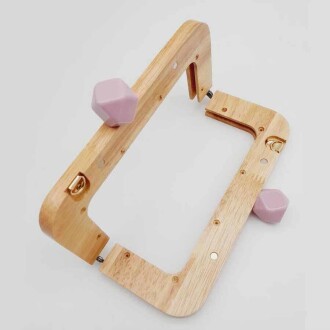 Ahşap Mıknatıslı Çanta Bursu Dikdörtgen ALT200 Pudra Pembe - 2