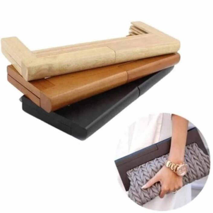 Ahşap Mıknatıslı Çanta Bursu Dikdörtgen ALT300 Kahve - 2