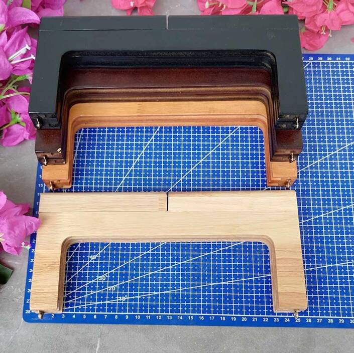 Ahşap Mıknatıslı Çanta Bursu Dikdörtgen ALT300 Kahve - 4