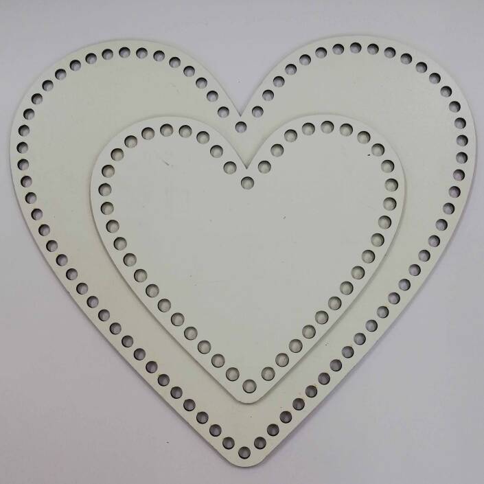 Ahşap Sepet Tabanı Kalp Boyları Beyaz ( 1 Adet ) - 2