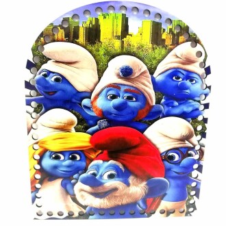 Ahşap Sırt Çanta Plakası C14 Şirinler - Orivyum