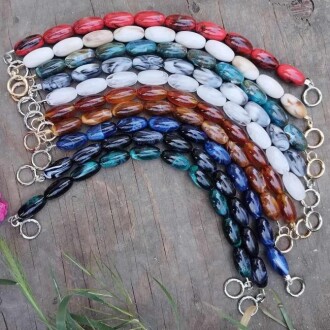 Akrilik Boncuklu Çanta Sapı Oval Boncuk ( 1 Adet ) - Orivyum