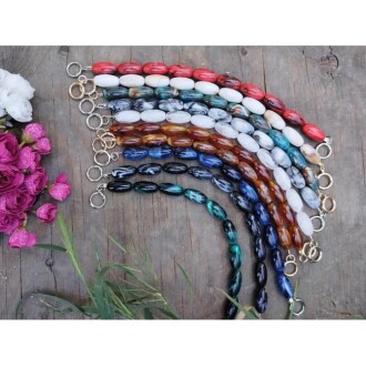 Akrilik Boncuklu Çanta Sapı Oval Boncuk ( 1 Adet ) - 2