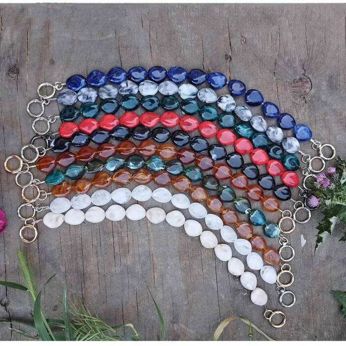 Akrilik Boncuklu Çanta Sapı Yassı ( 1 Adet ) - 1