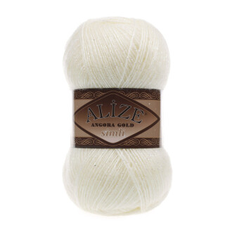 Alize Angora Gold Simli El Örgü İpi 1 Krem - Alize