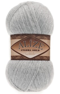 Alize Angora Gold Simli El Örgü İpi 21 Gri Melanj - Alize