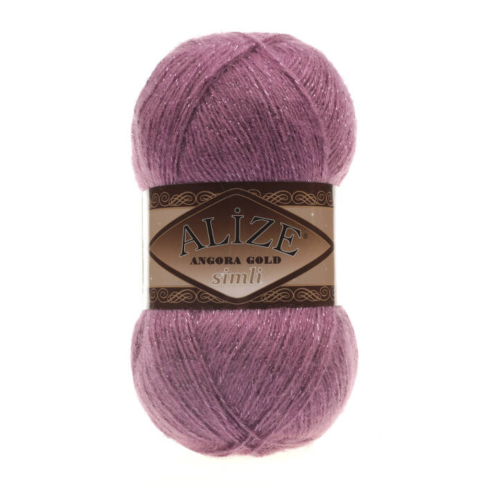 Alize Angora Gold Simli El Örgü İpi 28 Gül Kurusu - 1
