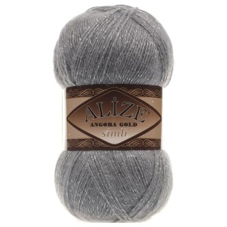 Alize Angora Gold Simli El Örgü İpi 87 Koyu Gri - Alize